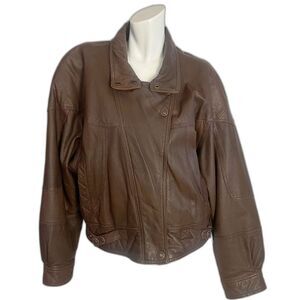 Vintage Adventure Bound by Wilson't Brown Leather Bomber Jacket Size L